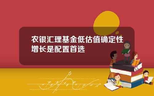 农银汇理基金低估值确定性增长是配置首选