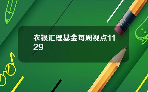 农银汇理基金每周视点1129