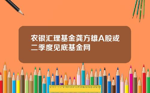 农银汇理基金龚方雄A股或二季度见底基金网
