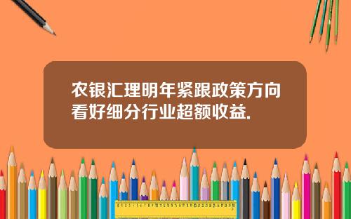 农银汇理明年紧跟政策方向看好细分行业超额收益.