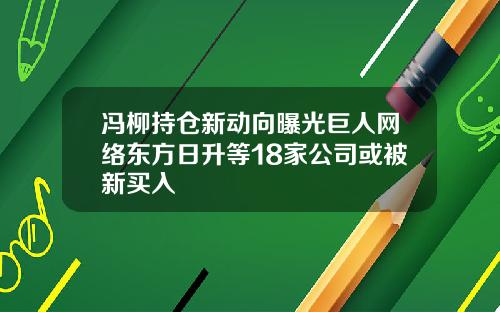 冯柳持仓新动向曝光巨人网络东方日升等18家公司或被新买入