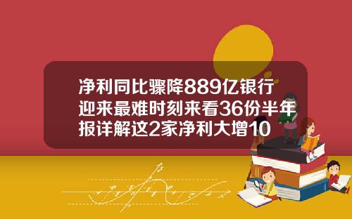 净利同比骤降889亿银行迎来最难时刻来看36份半年报详解这2家净利大增10
