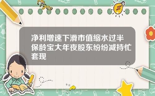 净利增速下滑市值缩水过半保龄宝大年夜股东纷纷减持忙套现