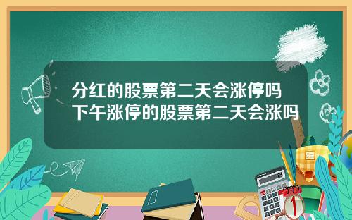 分红的股票第二天会涨停吗下午涨停的股票第二天会涨吗