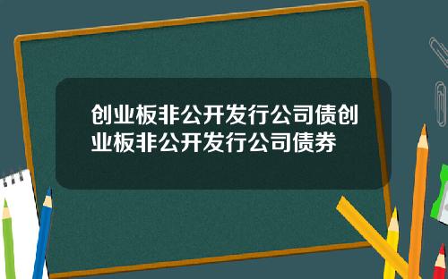 创业板非公开发行公司债创业板非公开发行公司债券