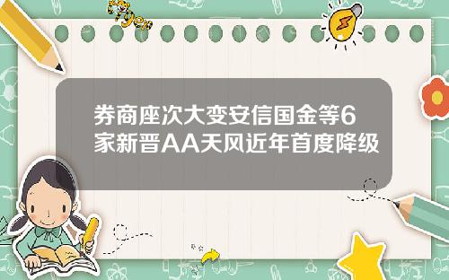 券商座次大变安信国金等6家新晋AA天风近年首度降级