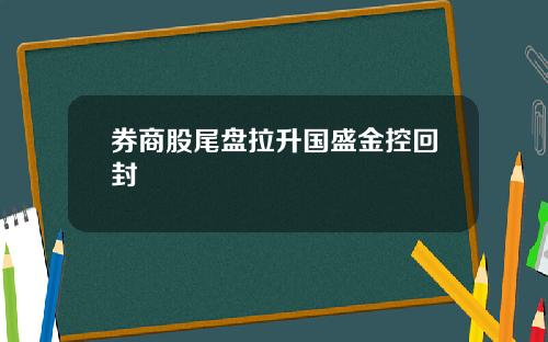 券商股尾盘拉升国盛金控回封