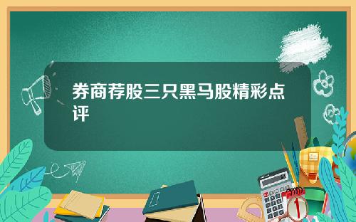 券商荐股三只黑马股精彩点评