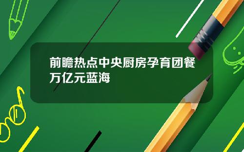 前瞻热点中央厨房孕育团餐万亿元蓝海