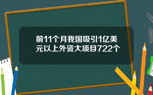 前11个月我国吸引1亿美元以上外资大项目722个
