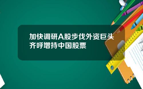 加快调研A股步伐外资巨头齐呼增持中国股票
