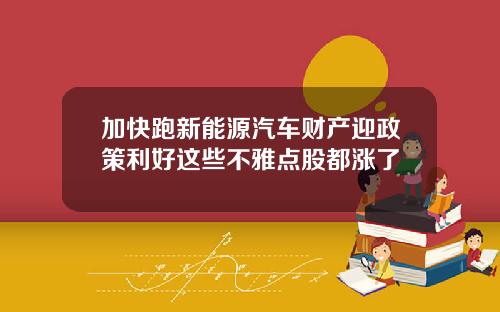 加快跑新能源汽车财产迎政策利好这些不雅点股都涨了