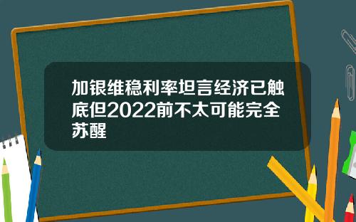 加银维稳利率坦言经济已触底但2022前不太可能完全苏醒