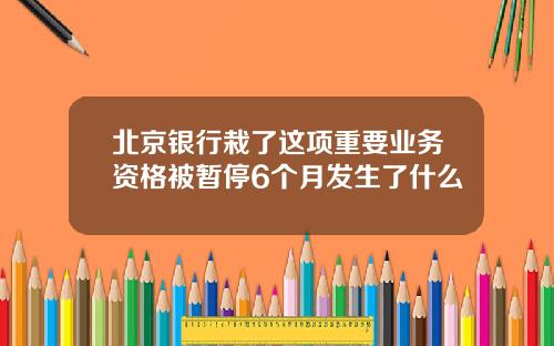 北京银行栽了这项重要业务资格被暂停6个月发生了什么