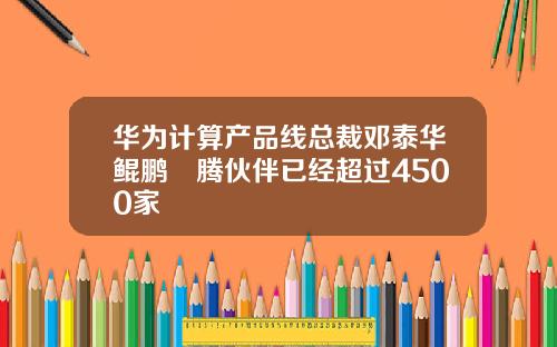 华为计算产品线总裁邓泰华鲲鹏昇腾伙伴已经超过4500家