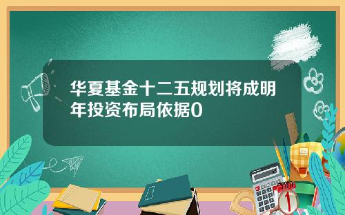 华夏基金十二五规划将成明年投资布局依据0