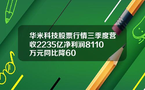 华米科技股票行情三季度营收2235亿净利润8110万元同比降60