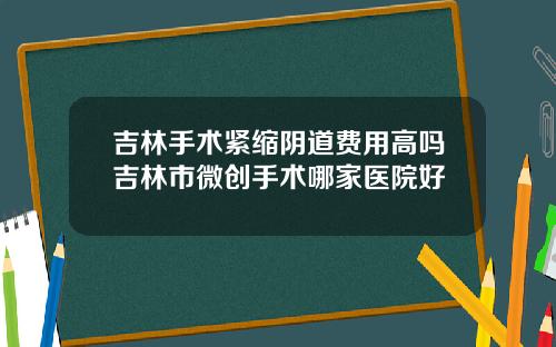 吉林手术紧缩阴道费用高吗吉林市微创手术哪家医院好