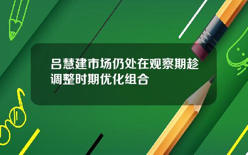 吕慧建市场仍处在观察期趁调整时期优化组合