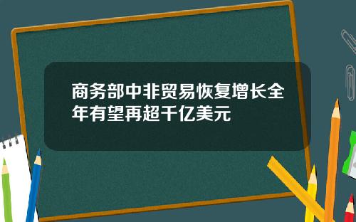 商务部中非贸易恢复增长全年有望再超千亿美元