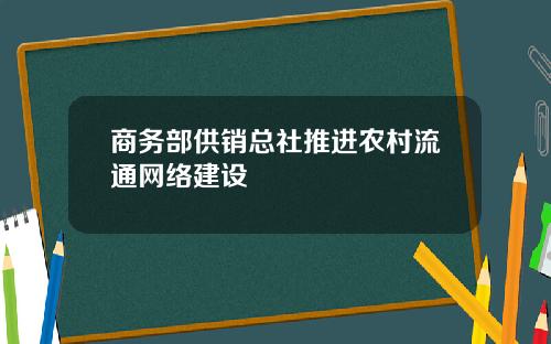商务部供销总社推进农村流通网络建设