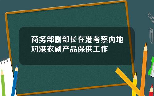 商务部副部长在港考察内地对港农副产品保供工作