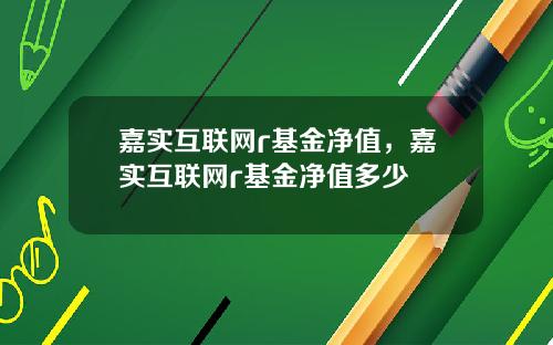 嘉实互联网r基金净值，嘉实互联网r基金净值多少