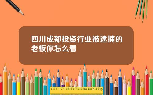 四川成都投资行业被逮捕的老板你怎么看