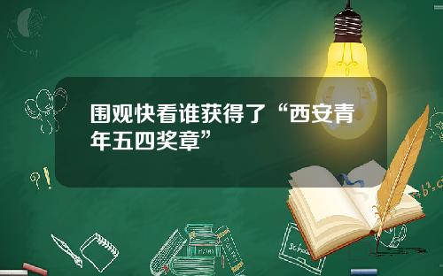 围观快看谁获得了“西安青年五四奖章”