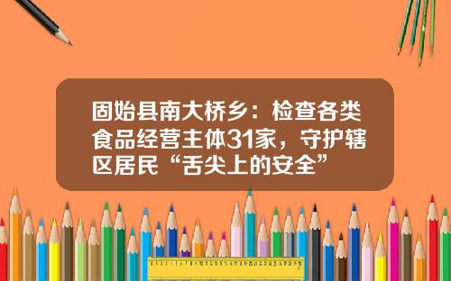 固始县南大桥乡：检查各类食品经营主体31家，守护辖区居民“舌尖上的安全”