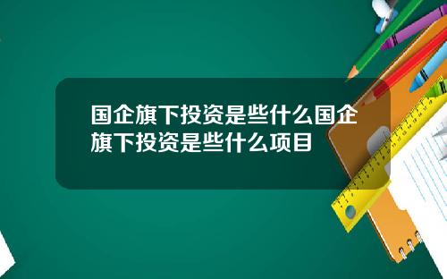 国企旗下投资是些什么国企旗下投资是些什么项目