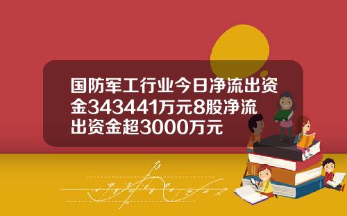 国防军工行业今日净流出资金343441万元8股净流出资金超3000万元