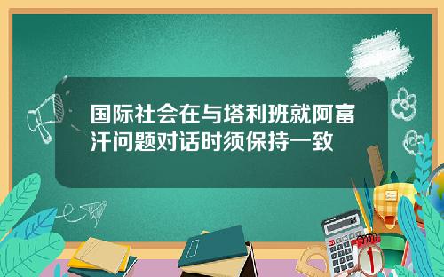 国际社会在与塔利班就阿富汗问题对话时须保持一致