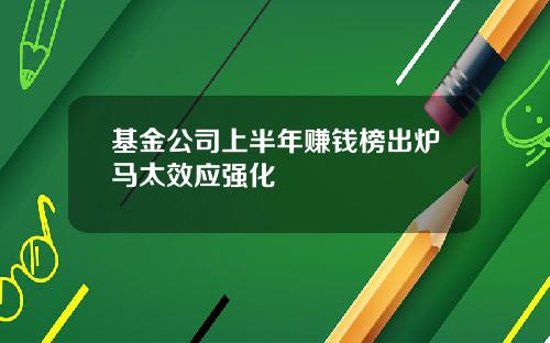 基金公司上半年赚钱榜出炉马太效应强化