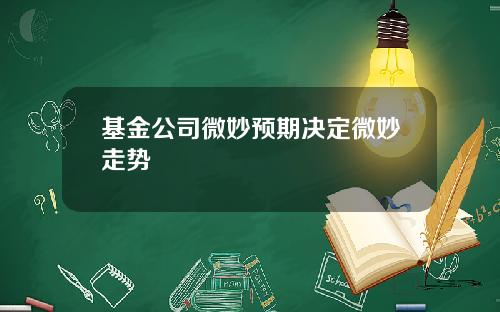 基金公司微妙预期决定微妙走势