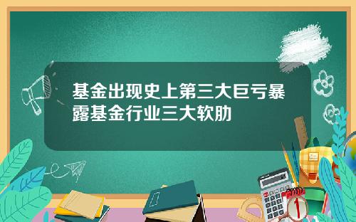基金出现史上第三大巨亏暴露基金行业三大软肋