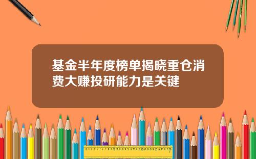 基金半年度榜单揭晓重仓消费大赚投研能力是关键