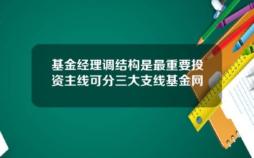 基金经理调结构是最重要投资主线可分三大支线基金网