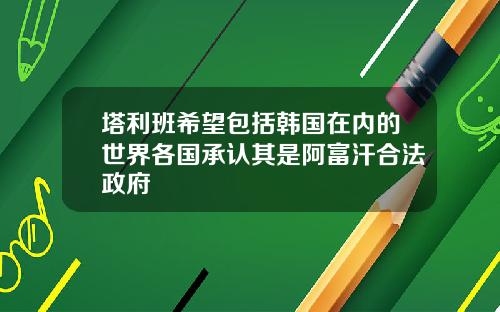 塔利班希望包括韩国在内的世界各国承认其是阿富汗合法政府