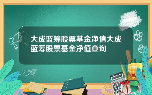 大成蓝筹股票基金净值大成蓝筹股票基金净值查询