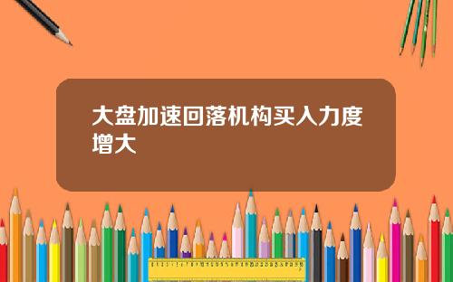大盘加速回落机构买入力度增大