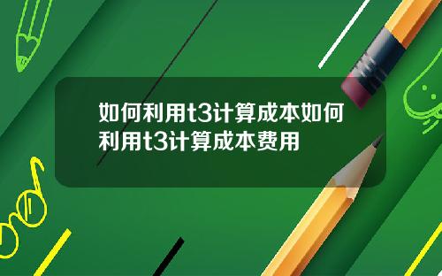 如何利用t3计算成本如何利用t3计算成本费用