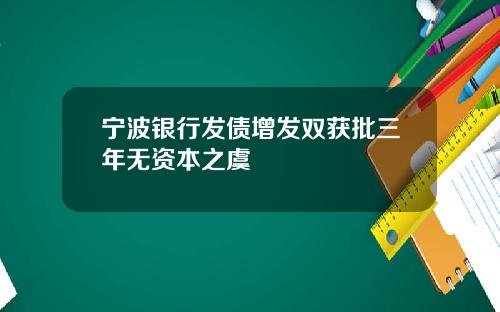 宁波银行发债增发双获批三年无资本之虞