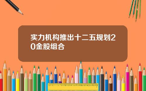 实力机构推出十二五规划20金股组合