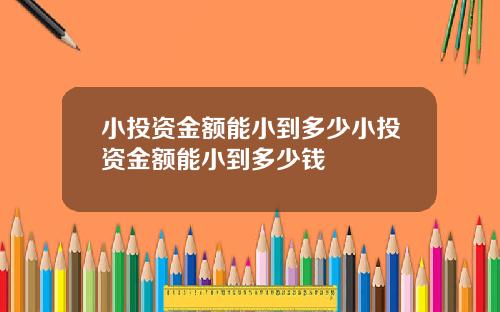 小投资金额能小到多少小投资金额能小到多少钱