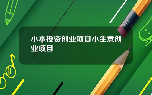 小本投资创业项目小生意创业项目
