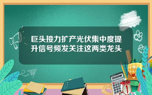 巨头接力扩产光伏集中度提升信号频发关注这两类龙头