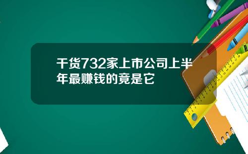 干货732家上市公司上半年最赚钱的竟是它