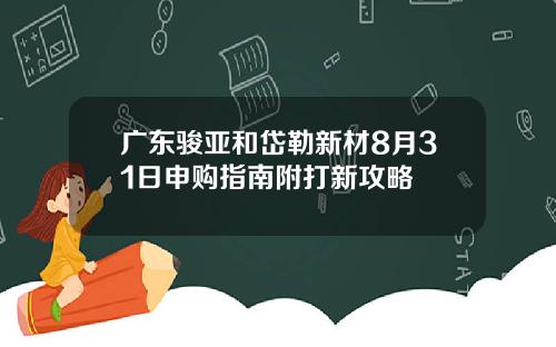 广东骏亚和岱勒新材8月31日申购指南附打新攻略