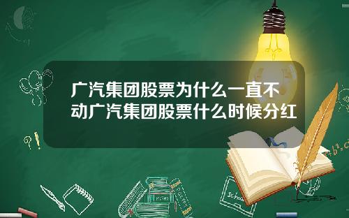 广汽集团股票为什么一直不动广汽集团股票什么时候分红